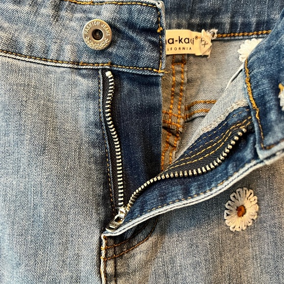 Anna-Kaci California size XXL denim daisy bell bottom jeans! Cotton spandex - Picture 10 of 11